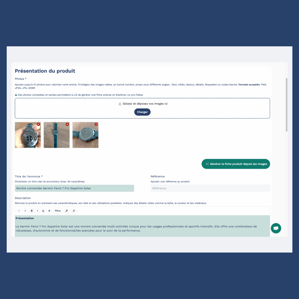 Capture d'écran 1 du projet Publiez vos fiches produits 5x plus vite